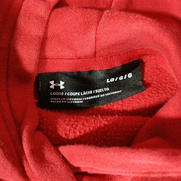 Under Armour Sweatshirt Womens Large Red hooded Wisconsin Badgers Pullover - Picture 2 of 8